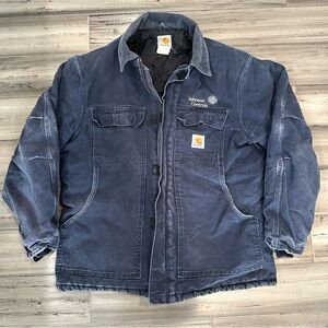 Carhartt Blue Quilt Lined Arctic Coat Jacket Canvas Mens XL heavyweight